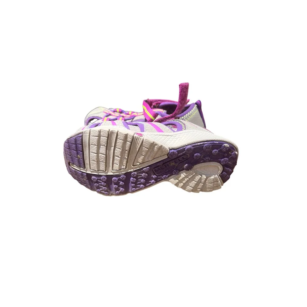 Merrell Hydro Kids Sport Sandals Grey Purple Neon Lime Green ML164504 Size 7W